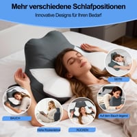 Pernă ortopedică pentru gât FATIVO, pernă ergonomică din spumă cu memorie în formă de fluture, pentru dormit pe o parte, pe spate și pe burtă, pernă pentru citit 3
