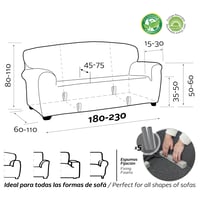 Poťah na 3-miestnu pohovku FAVERTI BUFALI, veľmi elastický 180-230 cm, béžový 3D žakár, bavlnený efekt, vhodný pre akýkoľvek tvar pohovky 6