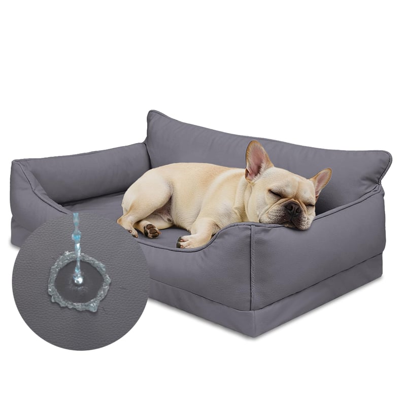 Ortopedický pelech pre psov Favodormir 73x45 cm, vodoodolná pohovka z umelej kože pre malé psy, s penovou výplňou typu "vaječné platne", odnímateľným prateľným vankúšom a protišmykovou úpravou, S