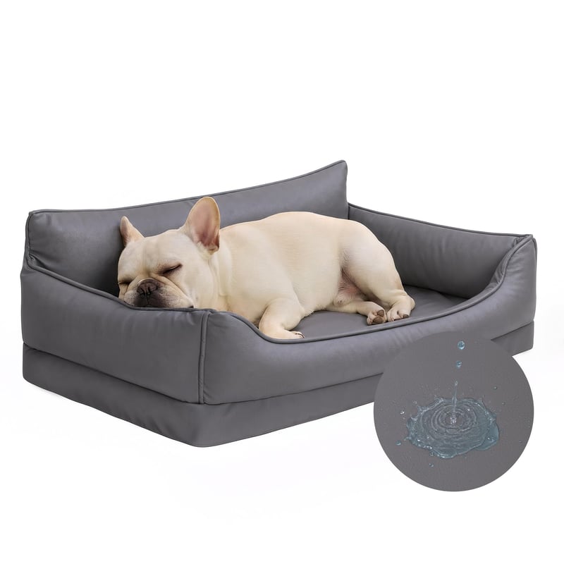 Favodormir Vízálló Ortopéd Kutyaágy Műbőr Kutyakosár 73x45 cm Szürke