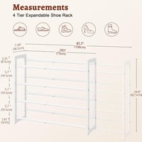 FAVOOSTY 4 Szintes Fehér Fém Cipőállvány - Bővíthető, Állítható, Helytakarékos Cipőtartó Előszobába, Hálószobába 3
