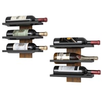 FAVOOSTY Zidni stalak za boce vina - set metalnih polica za 3 boce, crni viseći držač za boce vina za blagovaonicu, spavaću sobu, vinski podrum (2 kom) 1