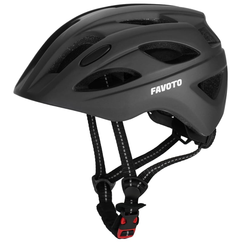 Detská cyklistická prilba Favoto, čierna, veľkosť S (48 – 54 cm) — Na jednom mieste je odlúpená matná farba (stav: pozri 2. obrázok)