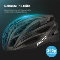Cykloturistická prilba Favoto pre dospelých – technológia EPS In-Mold, ľahká cestná prilba titánovej farby, veľkosť L (59 – 61 cm) 2
