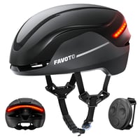 Cască de ciclism Favoto pentru bărbați cu lumină spate intermitentă și telecomandă, pentru biciclete electrice și cursiere, negru 1