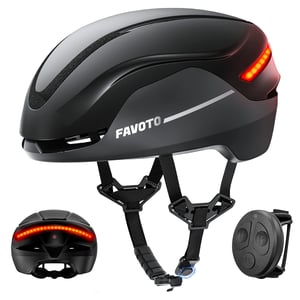 Cască de ciclism Favoto pentru bărbați cu lumină spate intermitentă și telecomandă, pentru biciclete electrice și cursiere, negru