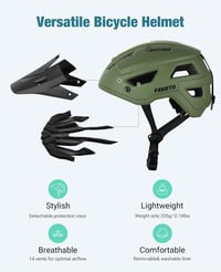 Favoto Mountain Bike Sisak Könnyű Vizorral - MTB Kerékpáros Sisak Férfiaknak és Nőknek - L(59-61cm), Army Green 5