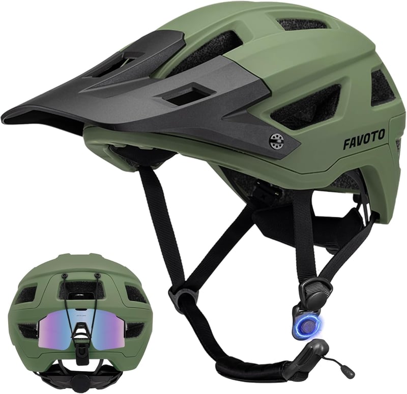 Favoto Mountain Bike Sisak Könnyű Vizorral - MTB Kerékpáros Sisak Férfiaknak és Nőknek - L(59-61cm), Army Green