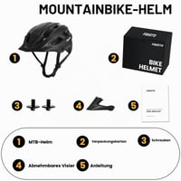 Cyklistická prilba Favoto MTB s odnímateľným šiltom, ľahká cyklistická prilba pre mužov a ženy, 14 vetracích otvorov, nastaviteľný hlavový pás 5