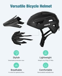Cyklistická prilba na horský bicykel (MTB) Favoto so šiltom, ľahká technológia Double In-mold, matná čierna, veľkosť M (55 – 58 cm), pánska a dámska 3