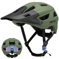 Cască de ciclism MTB Favoto cu vizieră, tehnologie ușoară Double Inmould, mărimea M (54-58 cm), verde militar, cască de protecție pentru bărbați și femei pentru bicicletă montană 1