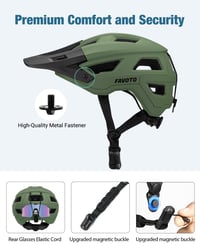 Cască de ciclism MTB Favoto cu vizieră, tehnologie ușoară Double Inmould, mărimea M (54-58 cm), verde militar, cască de protecție pentru bărbați și femei pentru bicicletă montană 4