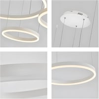 YYUTLUO Modern LED Csillár, 3 Fehér-Arany Gyűrű (40+60+80cm), 90W, Távirányítható Fényerőszabályzós Függőlámpa, Nappali Mennyezeti Világítás 5
