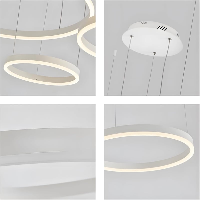 YYUTLUO Modern LED Csillár, 3 Fehér-Arany Gyűrű (40+60+80cm), 90W, Távirányítható Fényerőszabályzós Függőlámpa, Nappali Mennyezeti Világítás