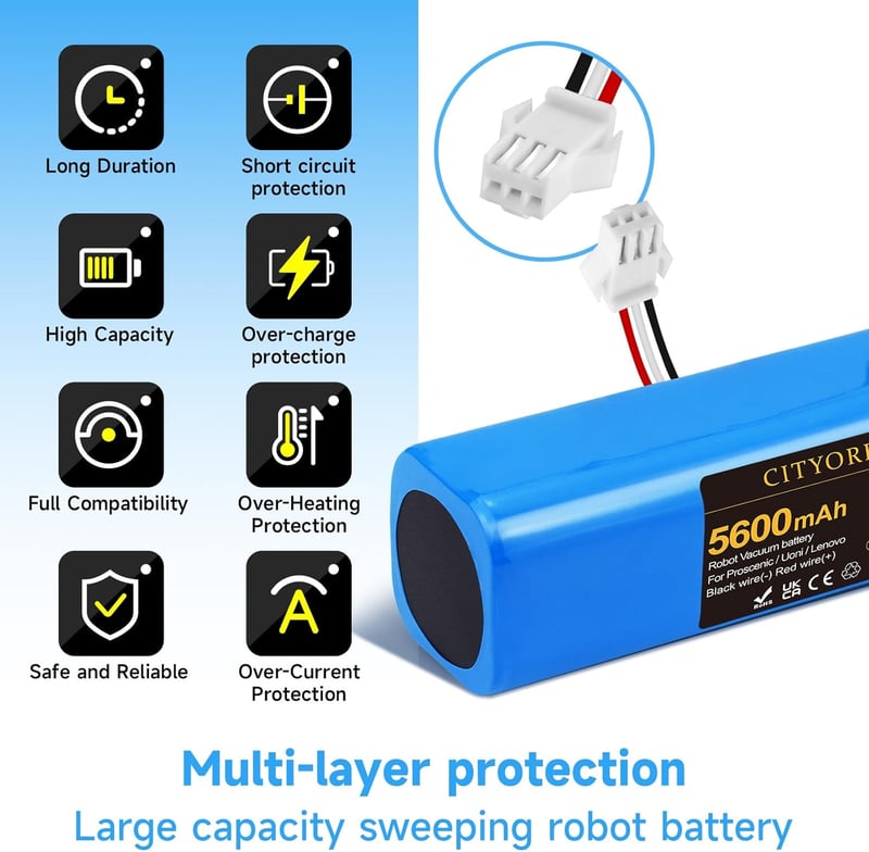 CITYORK 5600 mAh Li-Ion Pótakkumulátor Proscenic M7/M8 Pro, Roidmi Eve Plus, Viomi S9, Neabot N1/N2, Tesvor M1 Robotporszívókhoz, 14.4V