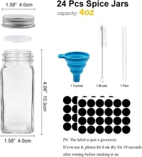 Alouweekuky 24 db-os Szögletes Fűszertartó Készlet 120ml-es Üvegekkel, Szórófedéllel és Kiegészítőkkel 2