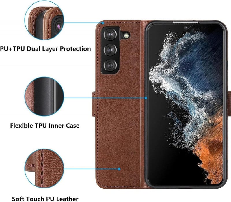Samsung Galaxy S22 Plus 5G bőrtok 3 kártyatartóval - Cresee védőtok