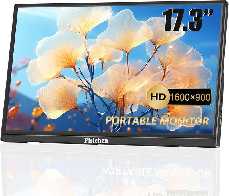 Pisichen 17,3" Hordozható Monitor 1600x900 HD Felbontással - USB-C HDMI Csatlakozás PC, Laptop, Switch, Xbox Kompatibilis Külső Kijelző Beép