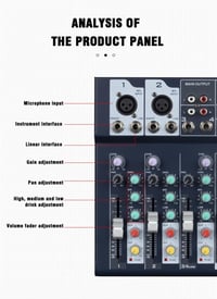 Weymic F7 Professzionális Keverőpult 7 Csatornával - USB Audio Interfész, Sztereó Hangszínszabályzó DJ, Színpad, Karaoke Használatra 6