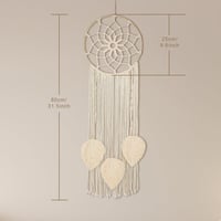 Nice Dream Makramé Álomfogó - Nagy Méretű Boho Falidísz Rojtokkal, Kézzel Készített Tollas Dekoráció Otthonra, Hálószobába, 80 cm 5