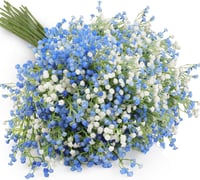 N&T NIETING Művirág Szett - 15 db Élethű Gypsophila Virágcsokor Esküvői Dekorációhoz, Kék és Fehér Színben, 29 cm 1