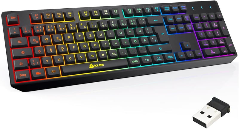 KLIM Chroma Gamer Billentyűzet - RGB Háttérvilágítás - 2ms Válaszidő - Vízálló - PC, Mac, PS4, PS5 Kompatibilis - Fekete