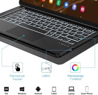 FOGARI Samsung Galaxy Tab S8 Ultra 14.6" Háttérvilágítású Bluetooth Billentyűzet Tok Érintőpaddal - Rózsaszín AZERTY Vezeték Nélküli Védőtok 2