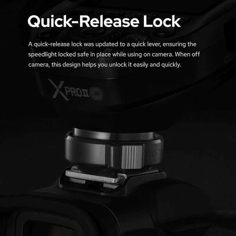 Godox XPROII-S Vezeték Nélküli Vaku Kioldó Sony Kamerákhoz - 2.4G TTL Autoflash, 1/8000s HSS, 32 Csatorna, App Vezérlés, Nagy LCD Kijelző