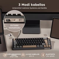 RK ROYAL KLUDGE R65 Mechanikus Gamer Billentyűzet - 60% Kompakt, Vezeték Nélküli, RGB, PBT Keycaps, QWERTZ, Hot Swap Linear Switches, 3 Csat 3