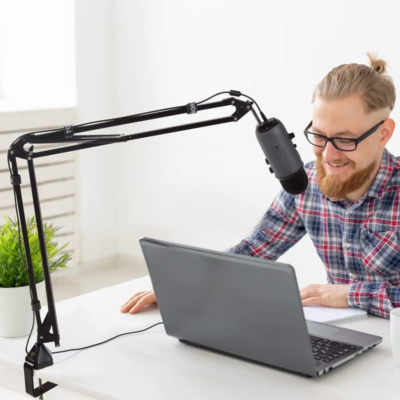 HyperX QuadCast Mikrofon Állvány - TONOR 47cm-es Állítható Boom Kar Blue Yeti, Rode, Elgato Mikrofonokhoz