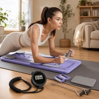 Pachet HIIT pentru antrenament: cronometru digital + placă fitness pliabilă + roată pentru abdomen 1