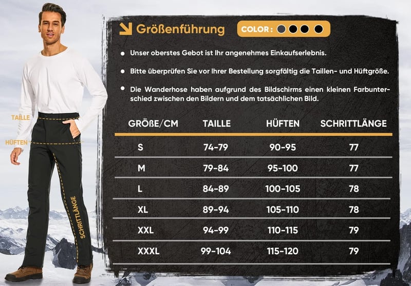 Cycorld férfi vízálló, bélelt téli túranadrág - Fekete, XXL