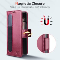 Samsung Galaxy Z Fold 4 5G OCASE bőrtok S Pen tartóval, RFID védelemmel - Burgundi 6