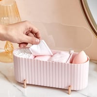 Rózsaszín 3 rekeszes fülpiszkáló tároló doboz, 23 cm 4
