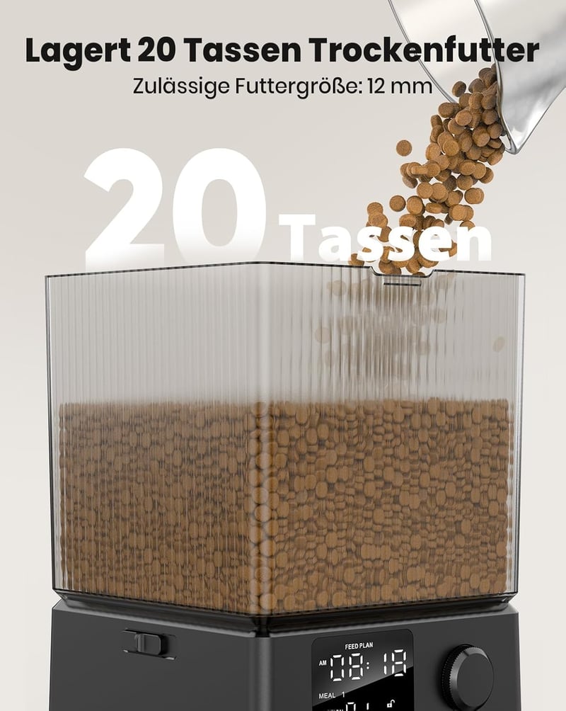 oneisall 5L Automata Kisállat Etető 2 Tállal - Macskáknak és Kutyáknak, Hangrögzítő Funkcióval, Rozsdamentes Acél Tálakkal - standard