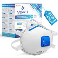 VEVOX FFP3 Légzésvédő Maszk Szeleppel - 10 Darabos Csomag - Pormaszk Finompor Ellen - Állítható Orrkampó - Munkavédelmi Respirátor 2