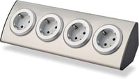 Vorex Rozsdamentes Acél Sarok Konnektor - 4 Schuko Aljzat USB-vel, Ezüst, Öntapadós, 45°-os Szerelés, Konyhai-Irodai Munkalaphoz, 3600W, 230 4