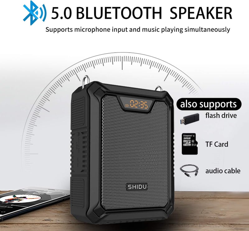 SHIDU 30W hordozható Bluetooth hangosító, vízálló, vezeték nélküli mikrofonnal