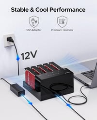 ORICO 5-Bay 6558US3-C Merevlemez Dokkoló - 90TB Tárhely, USB 3.0, Offline Klónozás, 230MB/s, Windows/Mac/Linux Kompatibilis, Fekete 5