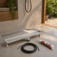 Dugulásmentő zuhanycsomag: folyóka + szifon + hajszűrő + légfrissítő + szilikon tömítő + 2/4 mm cső 1