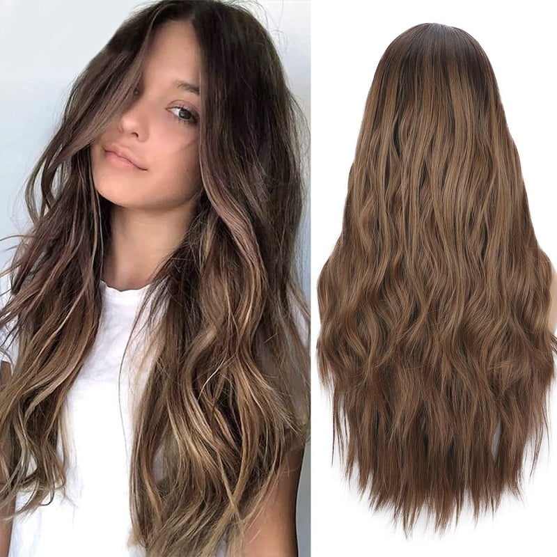 ColorfulPanda Hosszú, Hullámos Ombre Barna Paróka Nőknek - 66 cm
