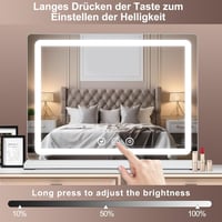 Saimeihome Hollywood Sminktükör LED Világítással - 80x55cm Fehér, 3 Fényárnyalat, 10X Nagyítás, USB, Érintésvezérlés, Asztali vagy Falra Sze 3