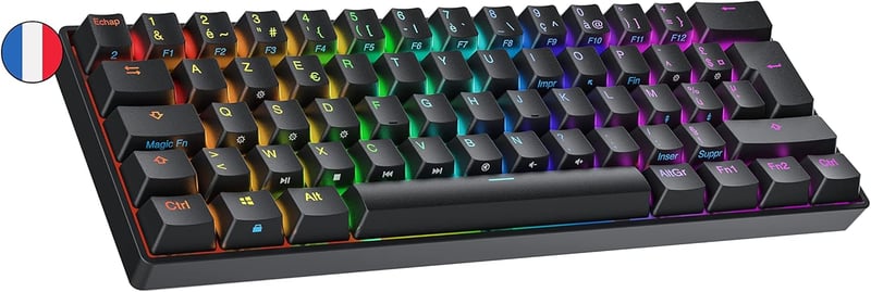 Ranked N60 Nova 60% Mechanikus Gamer Billentyűzet, Hot-swap Kapcsolók, 62 Programozható Gomb, RGB Háttérvilágítás, PC/Mac Kompatibilis, AZER