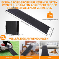 FASNATI Összecsukható Alumínium Kutyarámpa 180x50 cm - 70 kg Teherbírású Csúszásgátló Fellépő Nagyméretű Kutyáknak, Autóba, SUV-ba 3