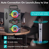 TOMPROAD Bluetooth Hangszóró 60W - Hordozható Vezeték Nélküli Hangfal Karaoke Funkcióval, FM Rádióval, LED Világítással és Távirányítóval 5