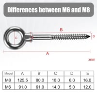 LALAGO 12 db M6 x 60 mm Szemescsavar | 304-es Rozsdamentes Acél Gyűrűs Csavar | Menetes Akasztó Függesztéshez, Falra, Mennyezetre 3