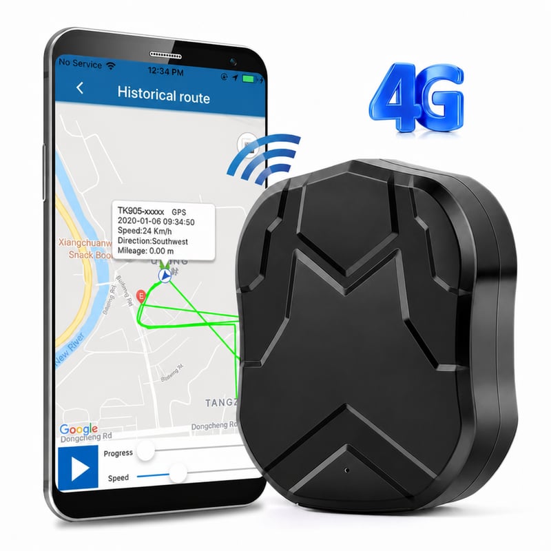 TKMARS 4G GPS tracker za auto s baterijom od 10000 mAh bez pretplate — Nedostaje kabel za punjenje i dokumentacija (stanje: vidi 2. sliku)