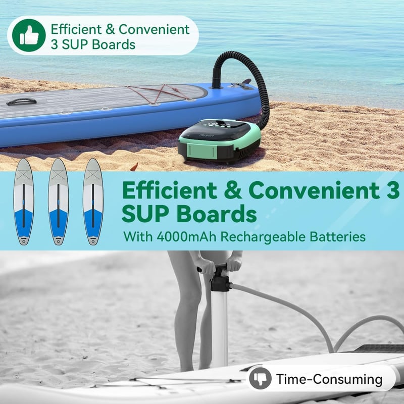 FBSPORT 20 PSI elektromos pumpa SUP paddleboard kajak felfújáshoz LCD kijelzővel