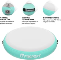FBSPORT Airspot Felfújható Tornaszőnyeg Gimnasztikai Edzőpad Pumpával - 100 * 20 cm, Mint green 2