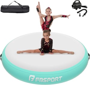 FBSPORT Airspot podloga za gimnastiku na napuhavanje s pumpom, promjer 100 cm, 20 cm - menta zelena